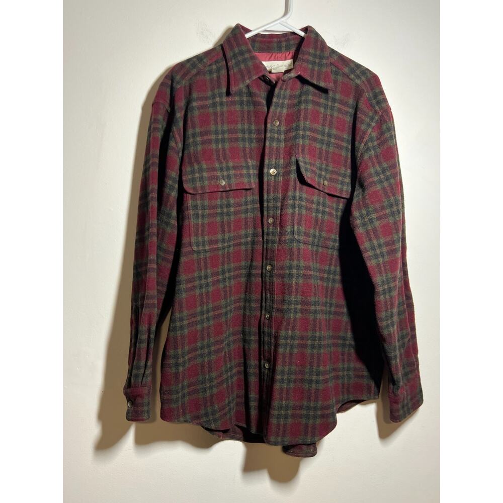 VTG Banana Republic Men's Burgundy Plaid Heavy Wool Button Up Long Slv Shirt M